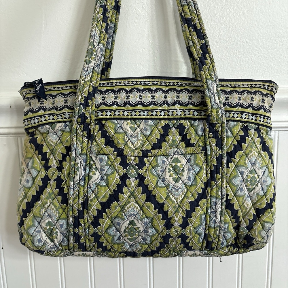 Vera Bradley Cambridge Pattern Quilted Shoulder Bag Retired Paisley Blue Green